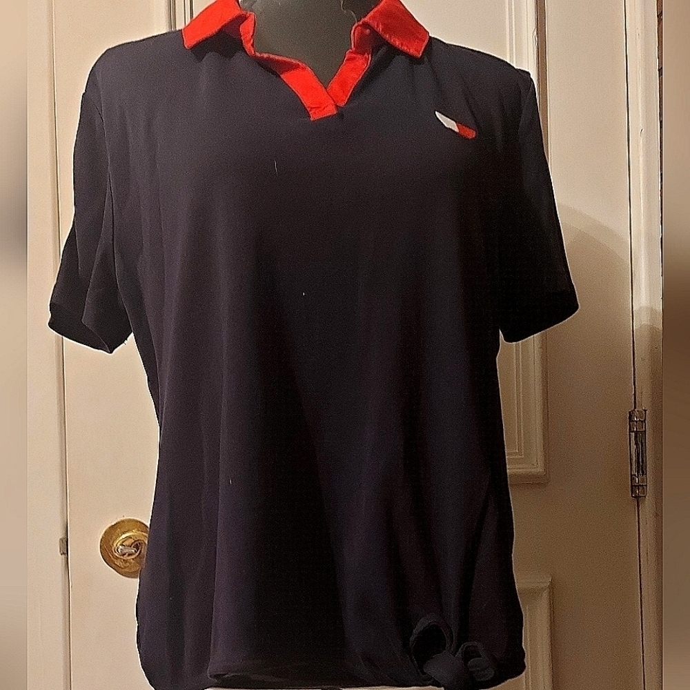 Classic Americana Tommy Hilfiger Short Sleeve Top Red Collar Polo Shirt XL